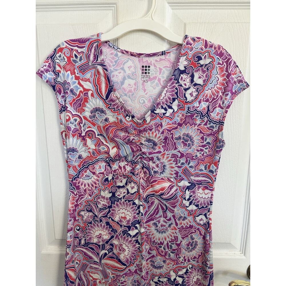 Title Nine Purple Floral Babydoll Diamalete Athletic Dress XS Stretch Pocket - Picture 3 of 8